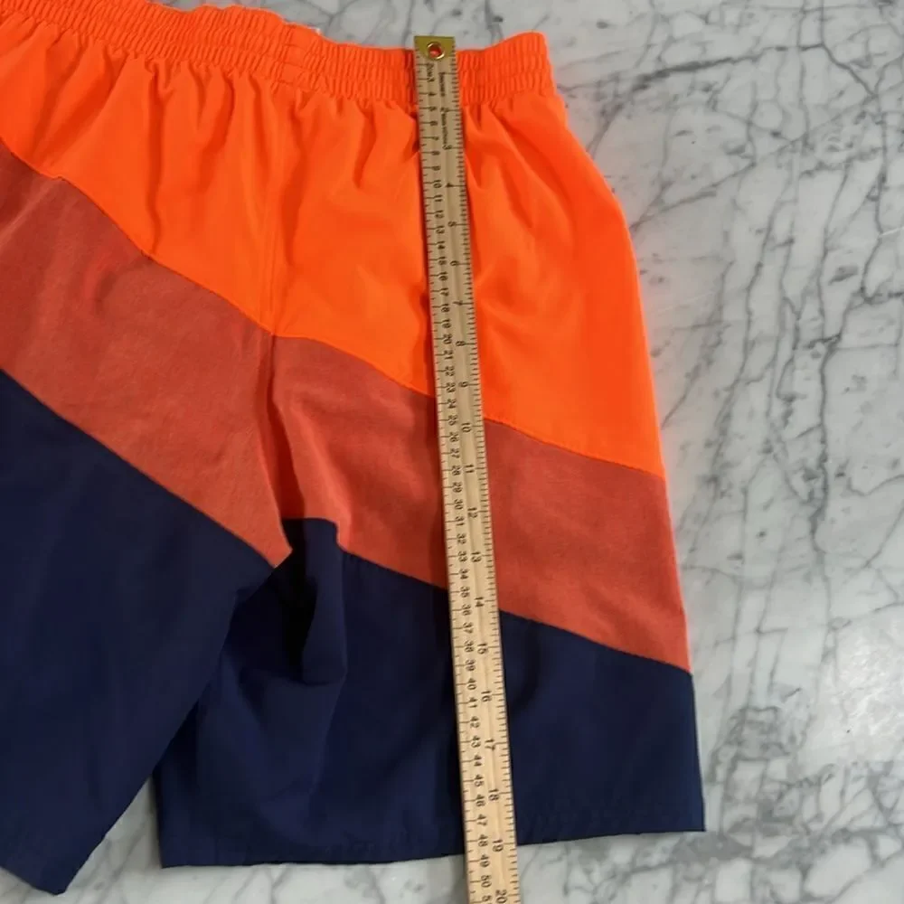 Nike Total Orange & Blue Color block Strip Volley Swim Shorts Size Large NWOT
